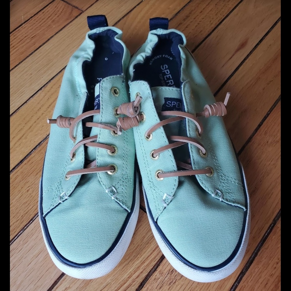 RARE Sperry Topsider mint green canvas shoes NWT